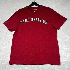 True Religion Brand Jeans T-Shirt Mens Large Red Logo Short Sleeve Shirt